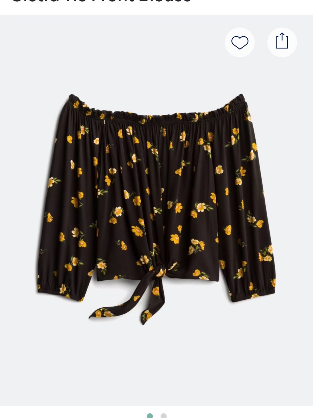 Off-Shoulder Black Floral Tie-Front Blouse